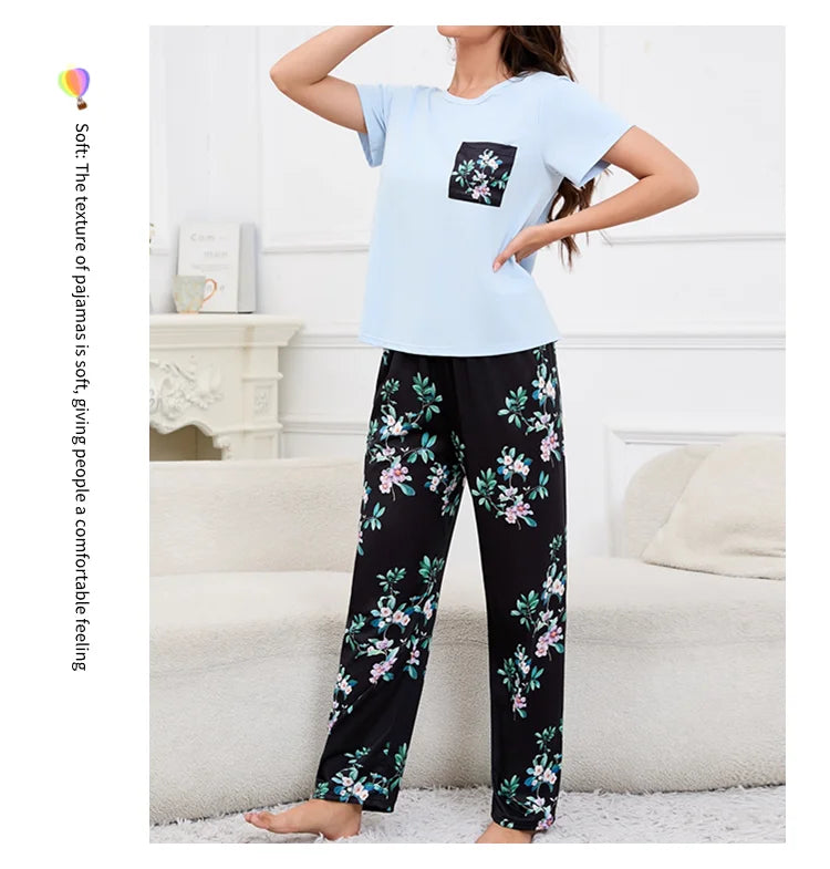 Women's Pajamas Home Suit Soft Comfort Nightwear Loungewear Autumer Crew Neck Tops and Shorts Pajama Pants 3 Piece Pyjama Femme