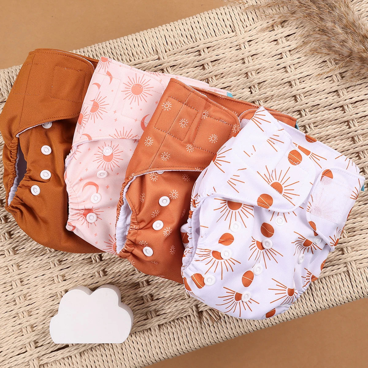 Eco Friendly Cloth Diaper - HappyFlute 4Pcs Reusable Baby Diaper Set Waterproof Pocket Design