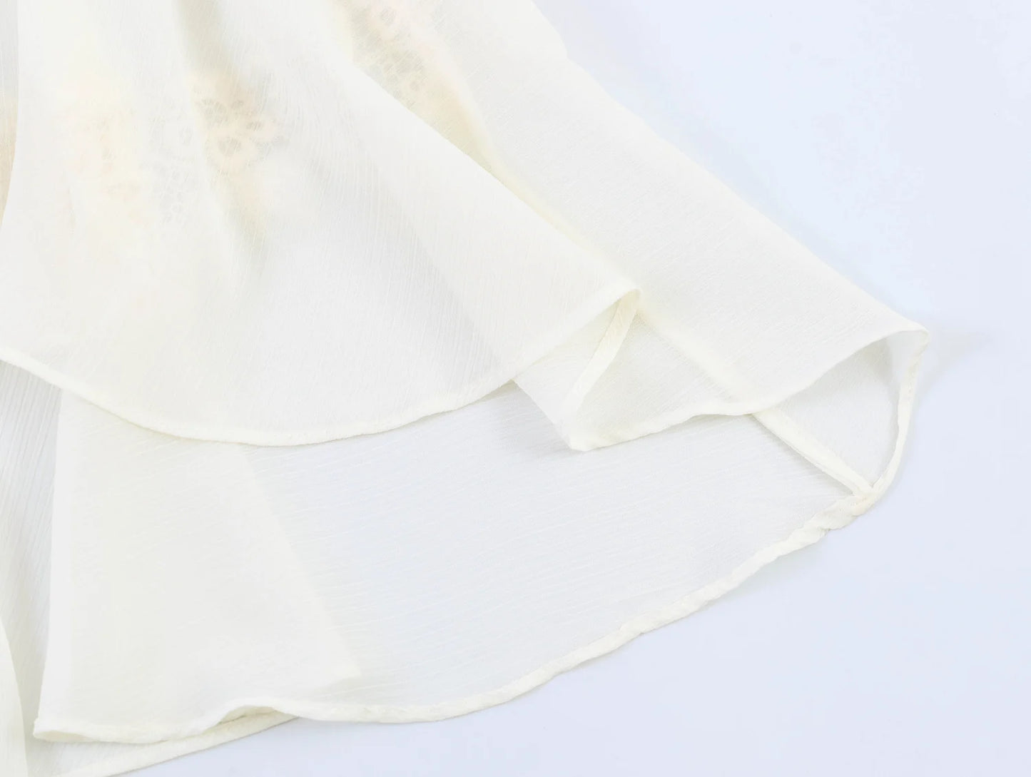 KONDALA Chic Lace Crochet Splicing See-through Shirts Women Elegant Leisure Lace-up Shirts 2026 Summer Trendy Lady Ruffles Shirt