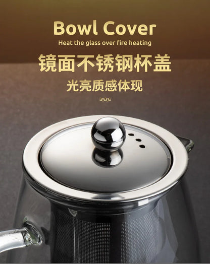 Heat Resistant Glass Teapot with Stainless Steel Infuser - Kung Fu Tea Set for Puer Oolong - ZOOMNSTORE