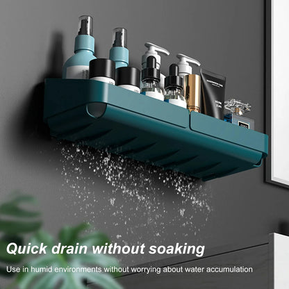 Bathroom Kitchen Wall Shelf - No-Drill Makeup  Shampoo Organizer