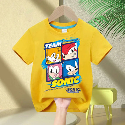 Sonic The Hedgehog Kids T-Shirt Anime Print Cotton Short Sleeve Boy Girl Summer Casual Top Gift