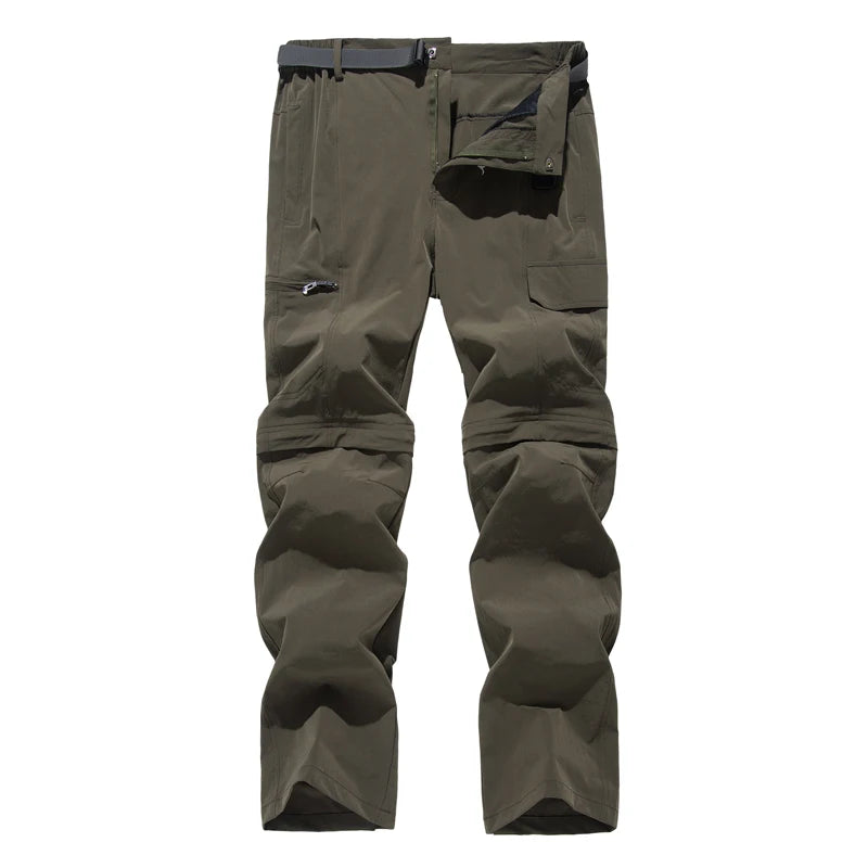 NUONEKO New Elastic Mens Hiking Pants Outdoor Sport Summer Quick Dry Waterproof Detachable Camping Trekking Climbing Cargo Pants