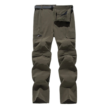 NUONEKO New Elastic Mens Hiking Pants Outdoor Sport Summer Quick Dry Waterproof Detachable Camping Trekking Climbing Cargo Pants