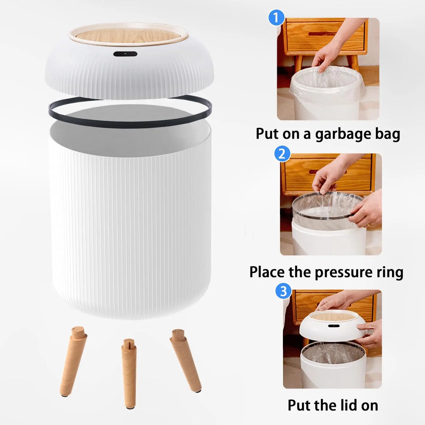 Smart Motion Sensor Trash Can - Automatic Plastic Bin for Home  Office