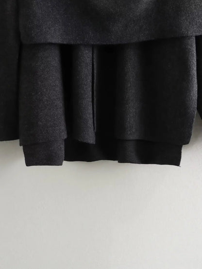 Knitted Coat Women – Warm Autumn Coat Female With Scarf Collar & Button Closure