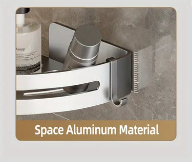 White Wall-Mounted Bathroom Storage Rack - Triangular Square Organizer