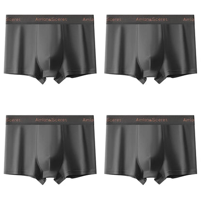 4Pcs Men Underwear Sporty Boxers Plus Size Youth Boxer Shorts Comfortable Breathable Flat Pants Men's Square Panties Briefs Gift