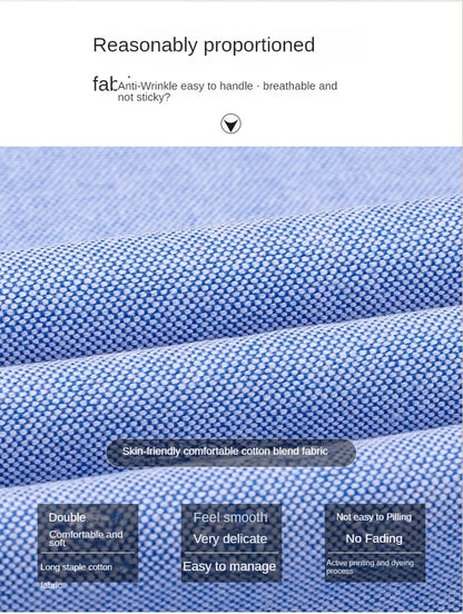 100% Pure Cotton Men's Long Sleeve Shirt Business Casual Solid Color Embroidered Oxford Spun Shirt