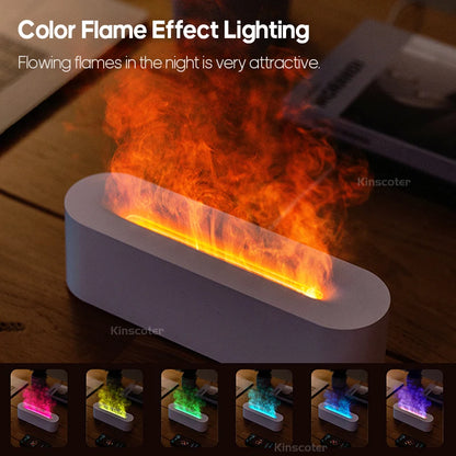 Aroma Diffuser  Humidifier - Ultrasonic Essential Oil Diffuser with RGB Flame Night Light - ZOOMNSTORE