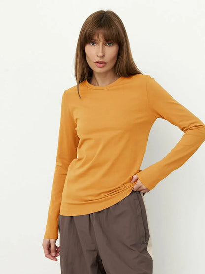Cotton Loose T Shirt - Women's Casual Tops | Oversized Long Sleeve Basic Solid Shirt