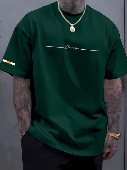 Men's Breathable T-Shirt - Summer Casual Top With Striped Printed Tee Design