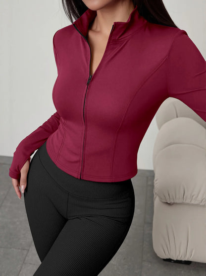 European American Women Ribbed Knit Two Piece Set, Long Sleeve Zip Top With High Waist Flare Pants, Casual Slim Daily Outfit