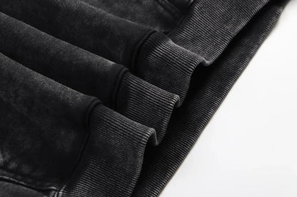 Gothic Vintage Washed Hoodies Letter Print Sweatshirts Streetwear Y2K Skeleton Hoodie Cotton Long Sleeve Pullover Hip Hop Hoody