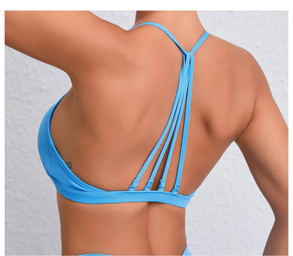 Yoga Sports Bra - Lightweight Nylon Spandex Multi Wear Crop Top with Removable Straps