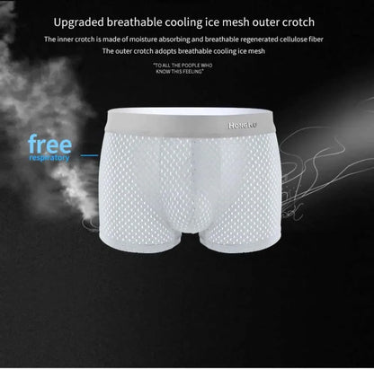 Brand Boxers man Summer Thin Ice silk Breathable Men underpants Soft Touch Men's briefs 3D Cutting U Pouch Design Underwear man