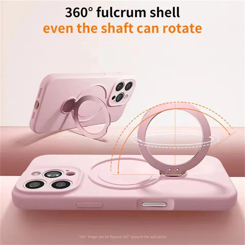 Original Liquid Matte Magnetic Stand Phone Case for iPhone 17 16 14 15 Pro Max For Magsafe Wireless Charge Shockproof Back Cover