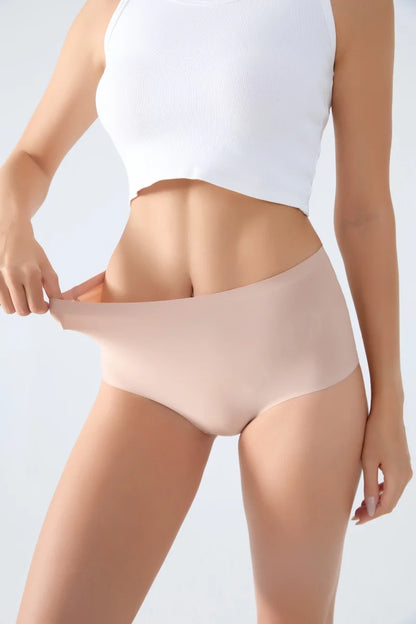 FINETOO 2Pcs/Set Summer Traceless Ice Silk Panties For Women Solid Color High Waist Underpants Female Breathable Sexy Lingerie