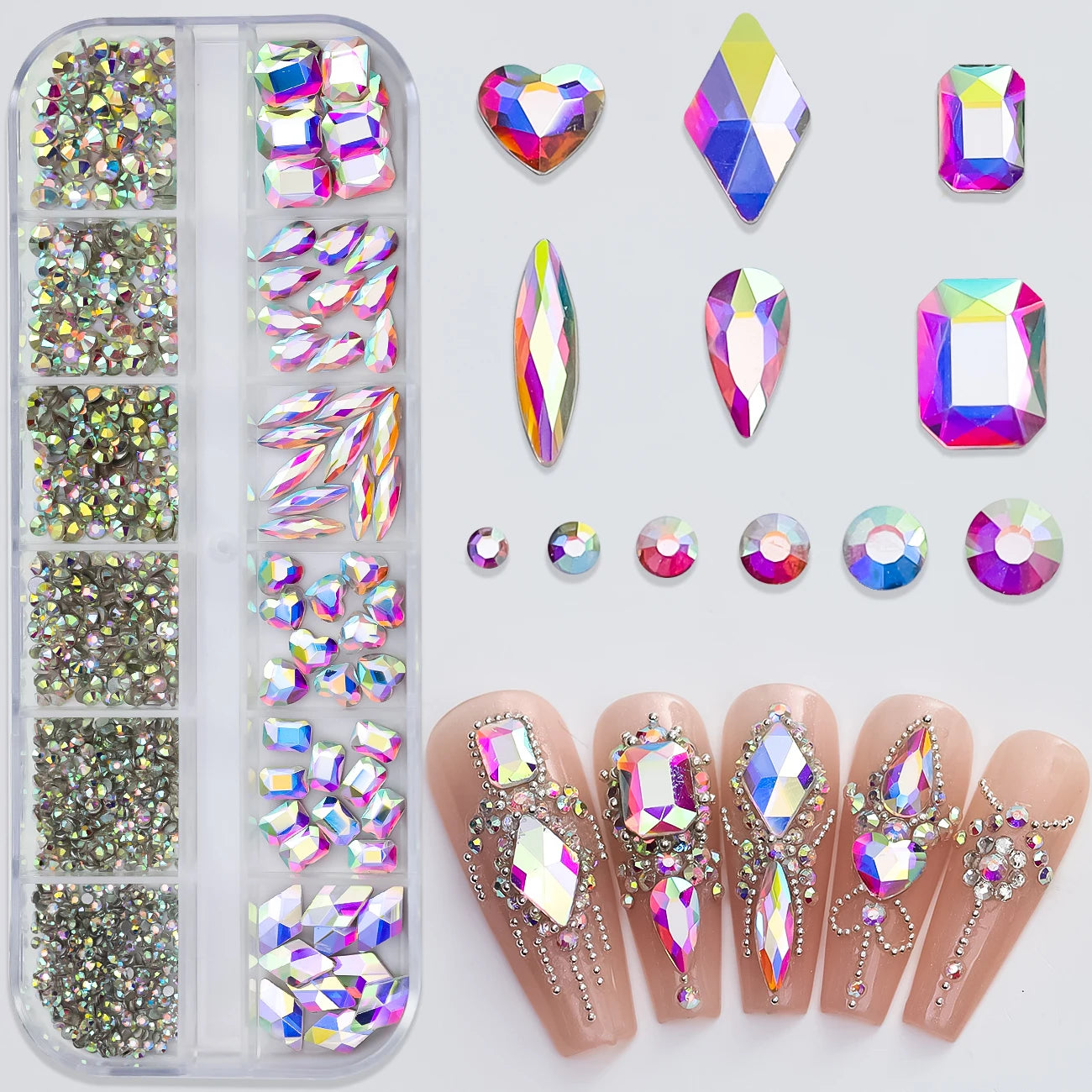 Mini Caviar Beads Nail Art Set - GoldSilver Micro Ball Charms with Magnetic Pen
