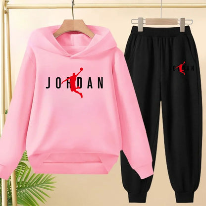 Children's Sportswear Set with Hoodie Sweatshirt And Long Pants Suitable for Kids Aged 3-13 Years Old for Engaging in Sports