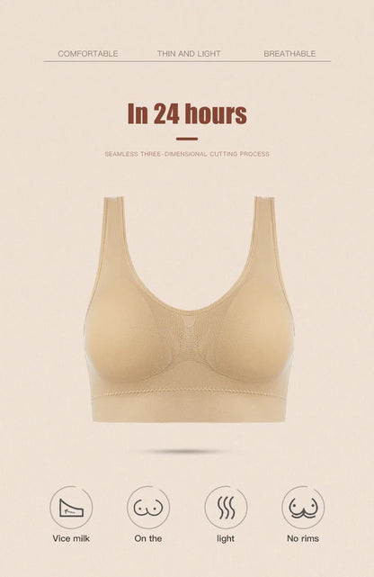 S-7XL Plus Size Thin Non-underwire Bra Zero Bondage Women's UnderwearSports Yoga Wireless Vest Seamless adjustable Brassiere