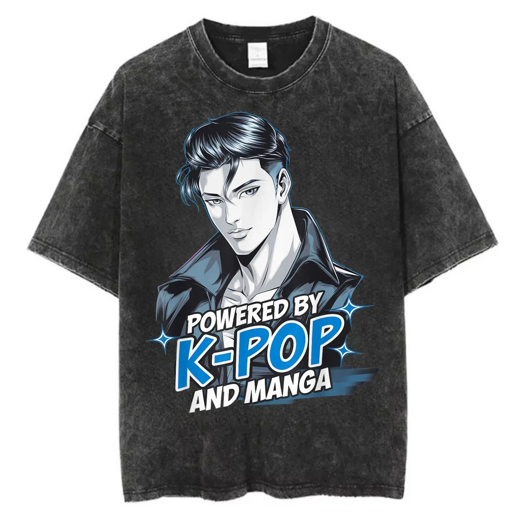 Kpop Anime T Shirt - Oversized Vintage Cotton Knit Tee | Breathable Casual Top