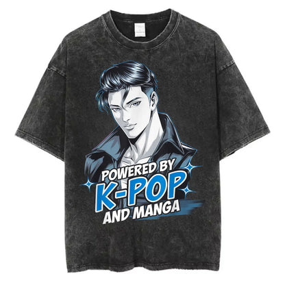 Kpop Anime T Shirt - Oversized Vintage Cotton Knit Tee | Breathable Casual Top