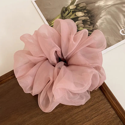 Korean Woman Big Elegant Silk Elastics Hair Band Girls Solid Color Scrunchies Hair Ties Ladies Ponytail Hold Hair Accessories