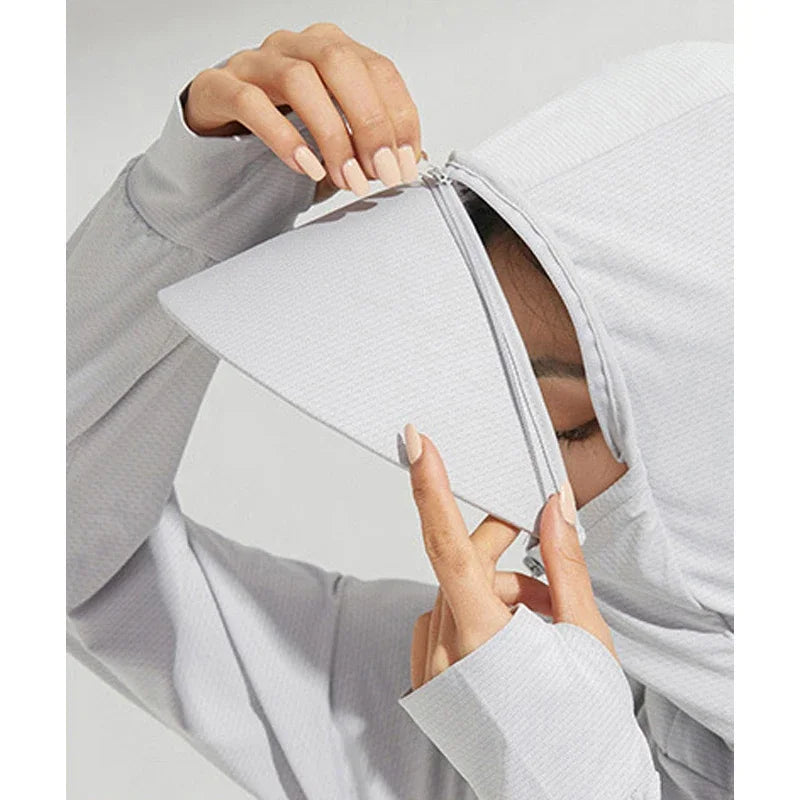 Summer sun protective clothing ultra-thin breathable sun protective clothing women's UV-proof large size hooded ice silk skin cl