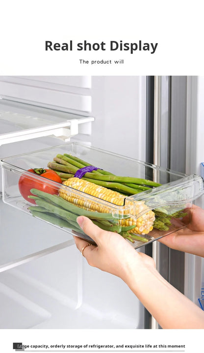 Refrigerator Egg Storage Box - Drawer Style Plastic Egg Holder and Fresh-Keeping Food Rack