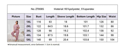 5XL Big Size Pajamas For Women Summer Autumn Faux Cotton Pajama Set  Short Sleeved Casual Loose Luxury Print Sleepwear Pijama