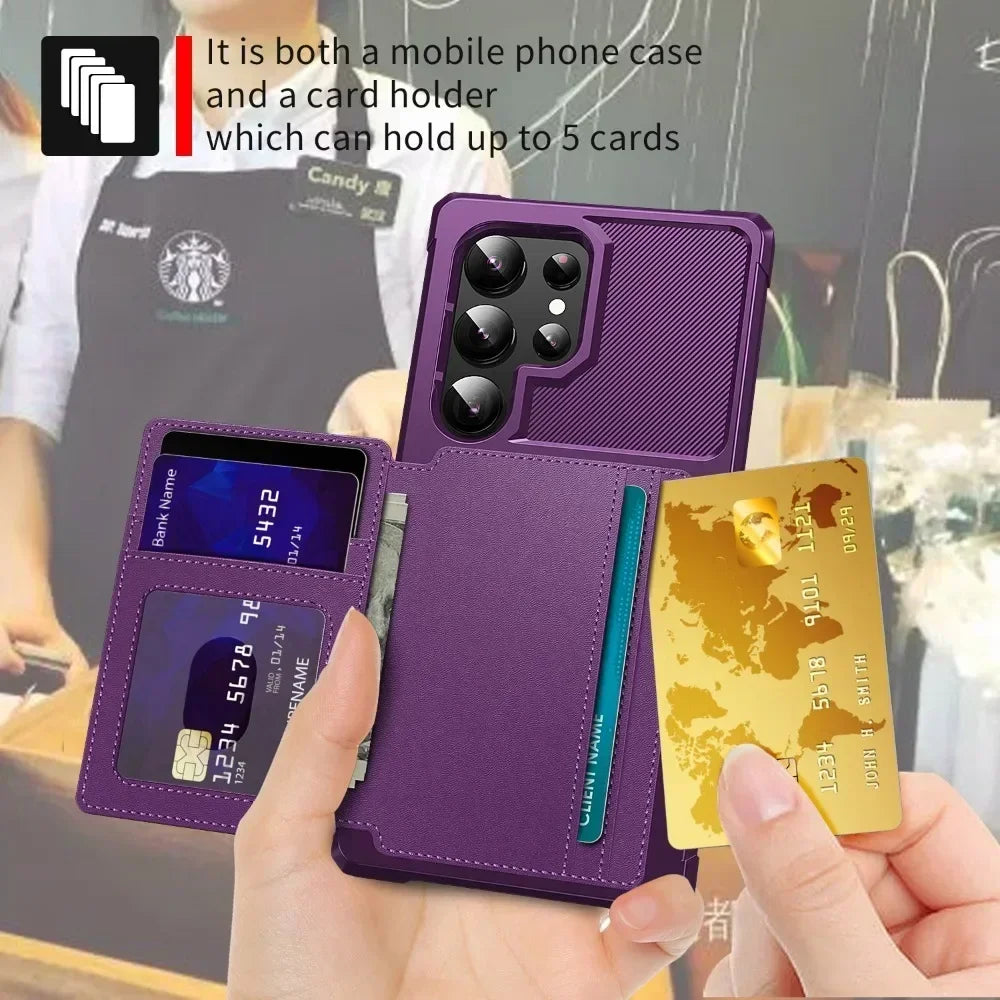 Card Wallet Case for Samsung Galaxy S24 S23 FE S25 Plus S22 S21 S26 Ultra A17 A37 A56 A36 A55 A35 A15 A54 A34 A52S A05S A05 A16