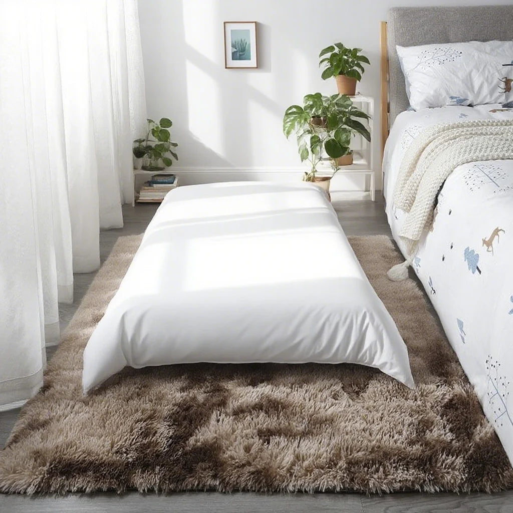 Shaggy Area Rug - Gray Long Pile Plush Carpet | Non Slip Bottom Floor Mat