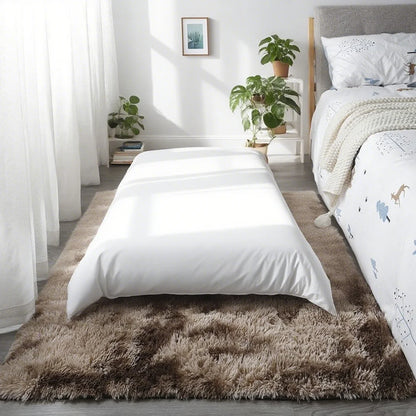 Shaggy Area Rug - Gray Long Pile Plush Carpet | Non Slip Bottom Floor Mat