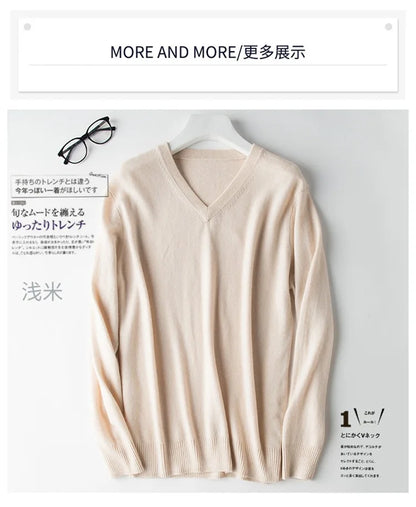 Cashmere Cotton Blend Classic V-neck Knitted Sweater Men Pullover 2024 Autumn Winter Soft Warm Business Casual Jumper pull homme