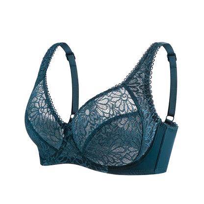 Plus Size Bras - Comfortable Lace Underwire Push Up Bra With Adjustable Straps