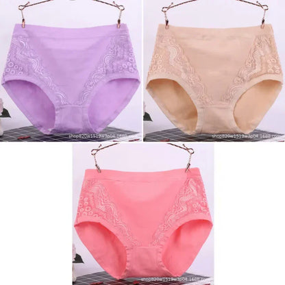 Plus Size Women's Lace Cotton Briefs 5XL 6XL Sexy Comfortable Panties for Full Figure Mature Ladies Soft Breathable Underwear