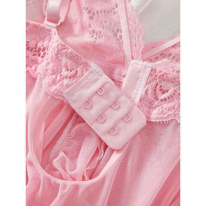 Suspender Suit Summer Ultra-thin Nightgown Lace Thong Sets Women's Sexy Pyjamas Lingerie Hot Night Dress Comfortable Sleepwear