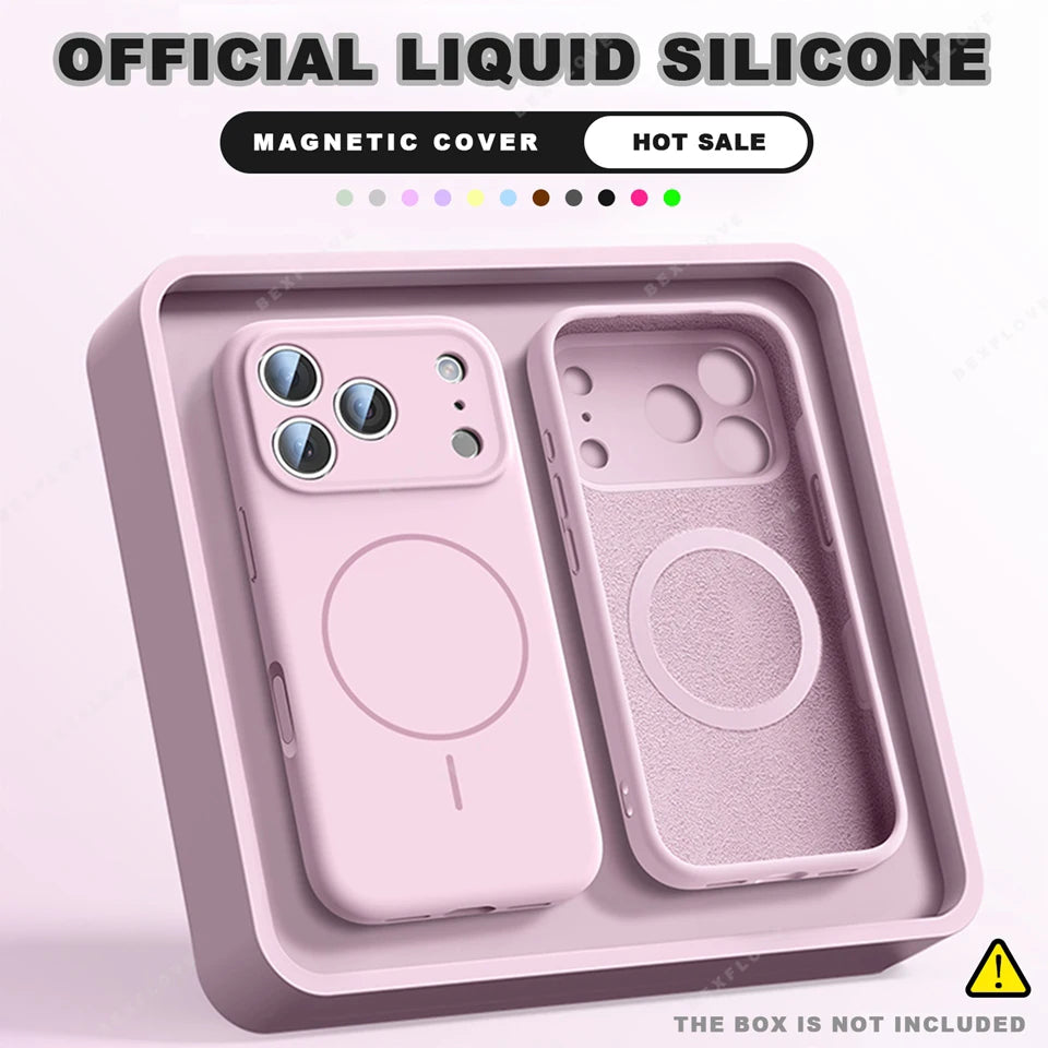 Liquid Silicone Magnetic Phone Case - iPhone 16E1112131617 Pro Max  Air 151416 Plus MagSafe Cover