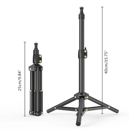 LUXCEO 1pc L06 Foldable 40cm Table Tripod Light Stand with 1/4 Screw for Smartphone Camera Video Light Panel Ring Light