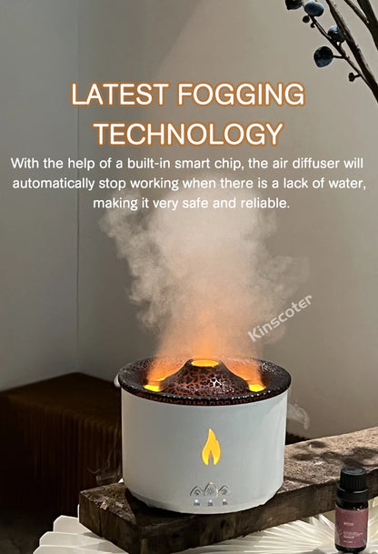 Aroma Diffuser - KINSCOTER Volcano Flame Humidifier with Jellyfish Smoke Ring 360ml - ZOOMNSTORE