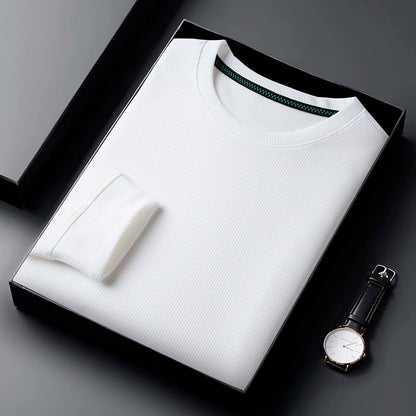 Men's Casual T-Shirt - Breathable Waffle Knit Long Sleeve Tee | Comfortable Spring Autumn Top
