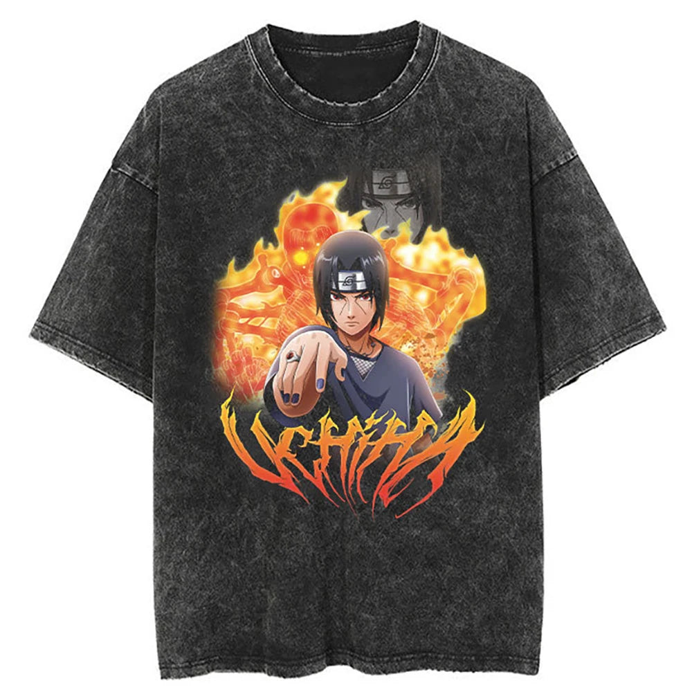 Hip Hop Streetwear T Shirt Japanese Anime Naruto Print T-Shirt Men Harajuku Cotton Tshirt Summer Short Sleeve Tops Tees