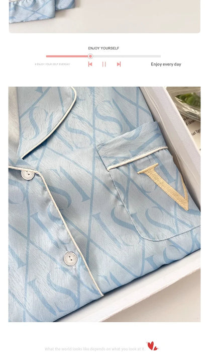 New Women's High-End Fresh Ins Style Pajamas, Women's Short-Sleeve and Shorts, Summer Thin French-Style Home Wear Summer Set