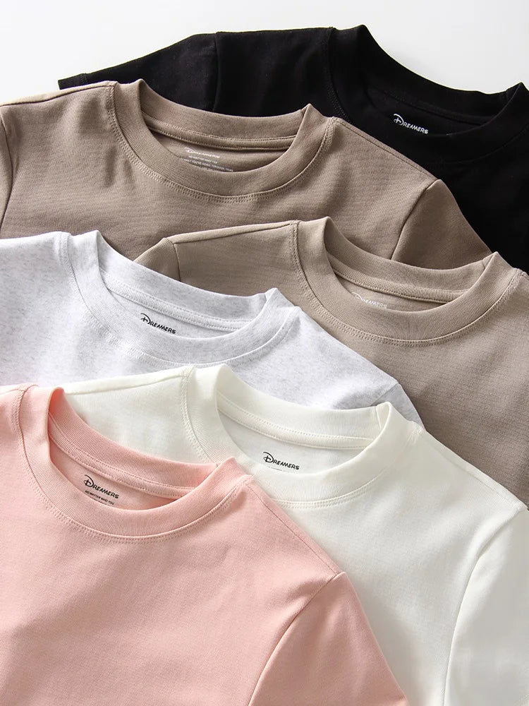 Basic T Shirts Women Cotton Slim Fit White Tops Summer Black Tees Crew Neck 100% Cotton T Shirt For Women Plain T-shirts Soft