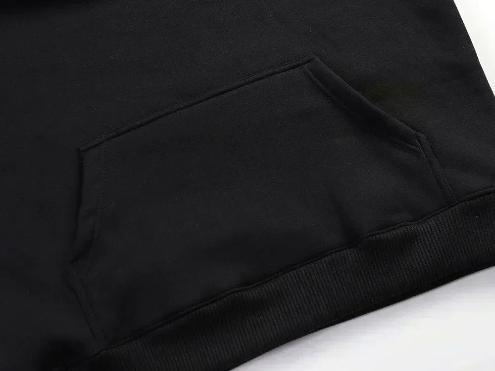 American Retro Hooded Sweater Men's Autumn and Winter New Solid Color Simple Sports and Leisure Jumper Hoodie