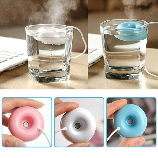 Mini Donut Humidifier - USB Air Purifier  Steam Diffuser for Home  Office