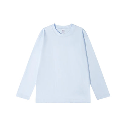 WAVLATII New Women Long Sleeve T shirts Female Blue 230 GSM Casual Oversized Tess Lady Solid Basic White Black Tops WLT2470