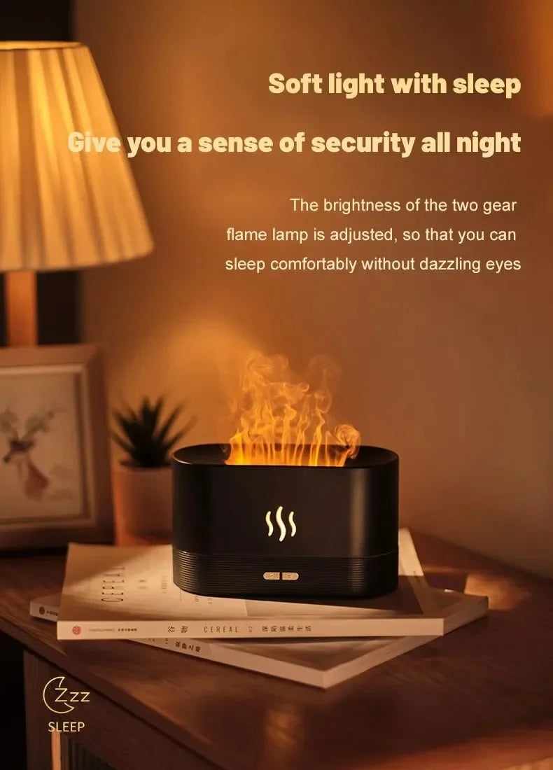LED Ultrasonic Humidifier with Colorful Flame and Essential Oil Diffuser - ZOOMNSTORE