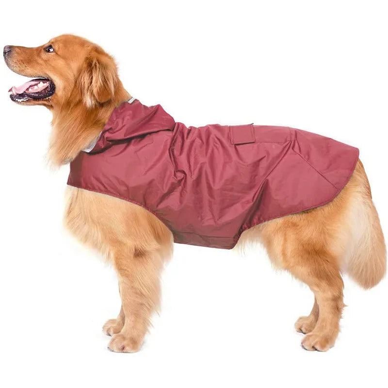 Dog Raincoat Waterproof Hoodie Jacket Rain Poncho Pet Rainwear Clothes with Reflective Stripe for All Sizes Big Puppies